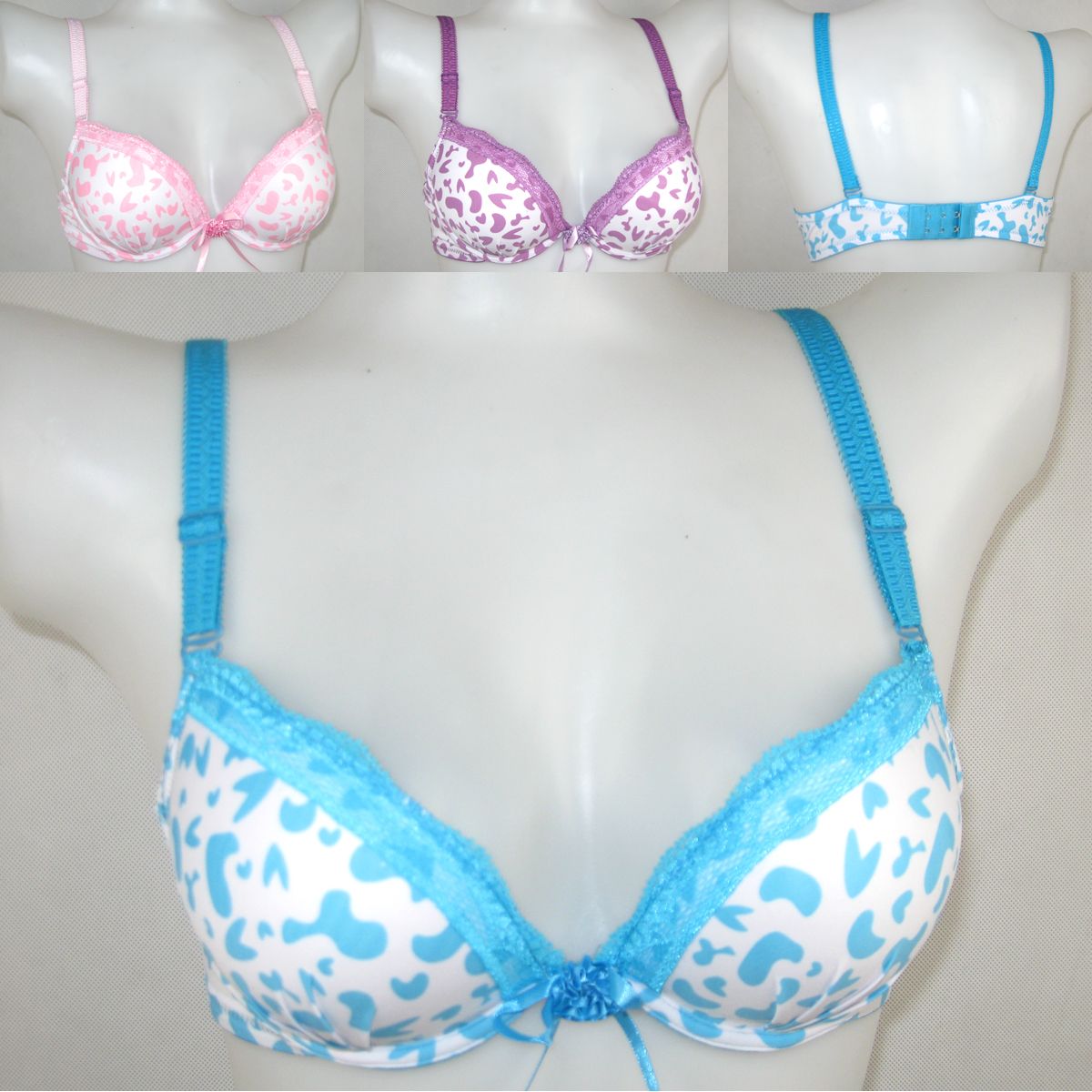 9943 #, the most colorful underwear lace at the low heart is a deep "V" cow pattern together bra