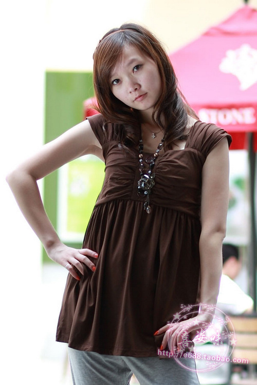 9a1326 coffee 100% maternity cotton spaghetti strap top sleeveless maternity t-shirt anne maternity clothing