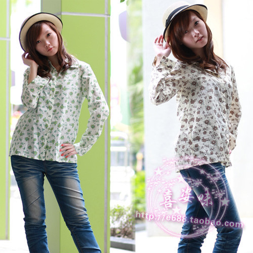 9a5152 100% long-sleeve cotton maternity shirt anne breathable maternity clothing maternity top