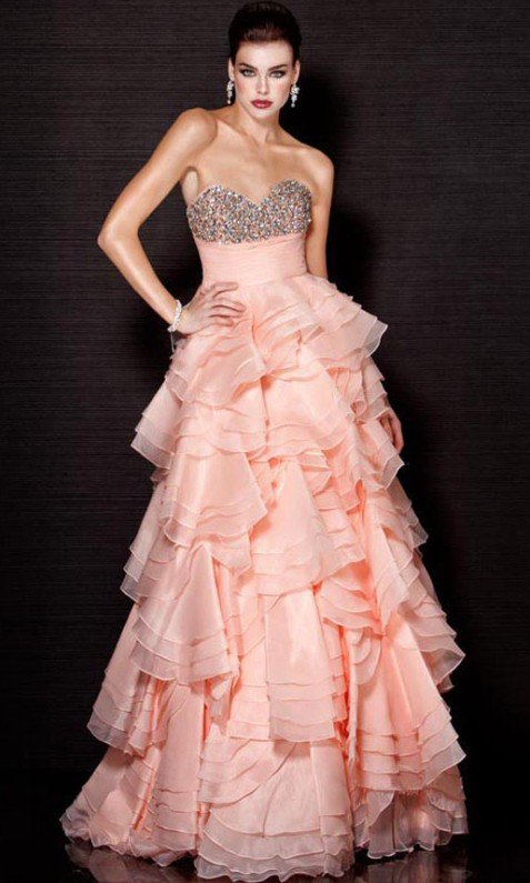 A-41 New Style Organza Sweetheart multi-layered Pink Celebrity Dress