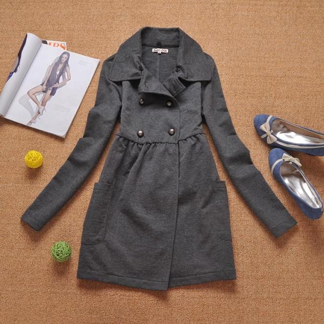 A-7 spring and autumn female trench turn-down collar detachable fur collar double breasted sweatshirt fabric 0.5