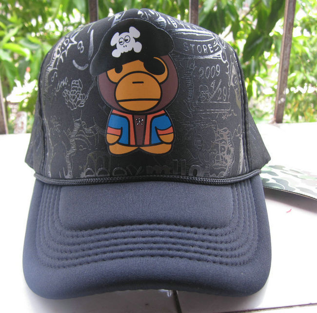 A BATHING APE captain MILO fashion black hat trucker cap adjustable size