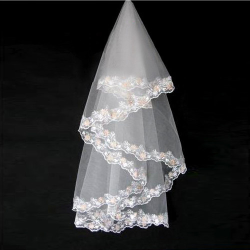 A bridal veil wedding dress lace decoration veil champagne color laciness 06 beige MIM