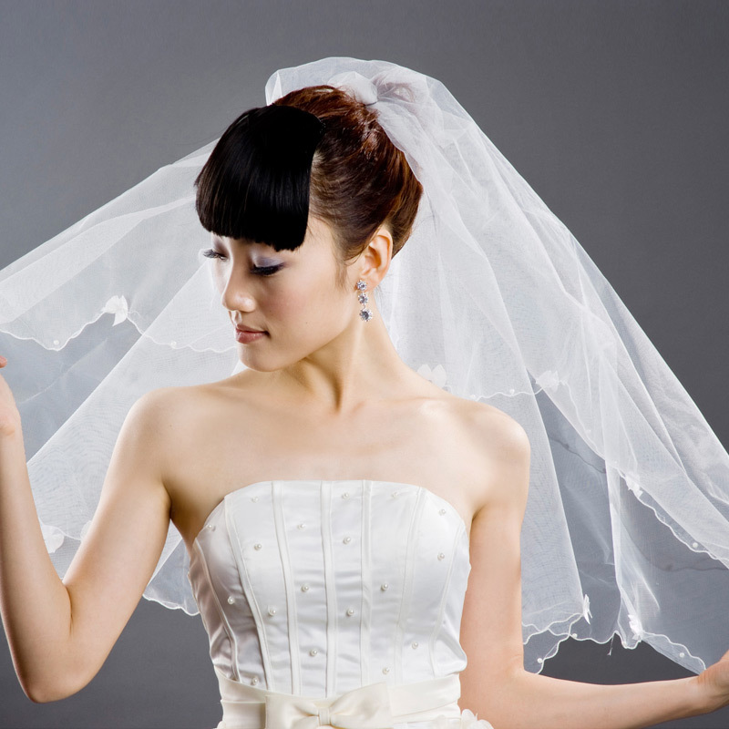 A bridal veil wedding dress veil multi-layer bow 018 whitest