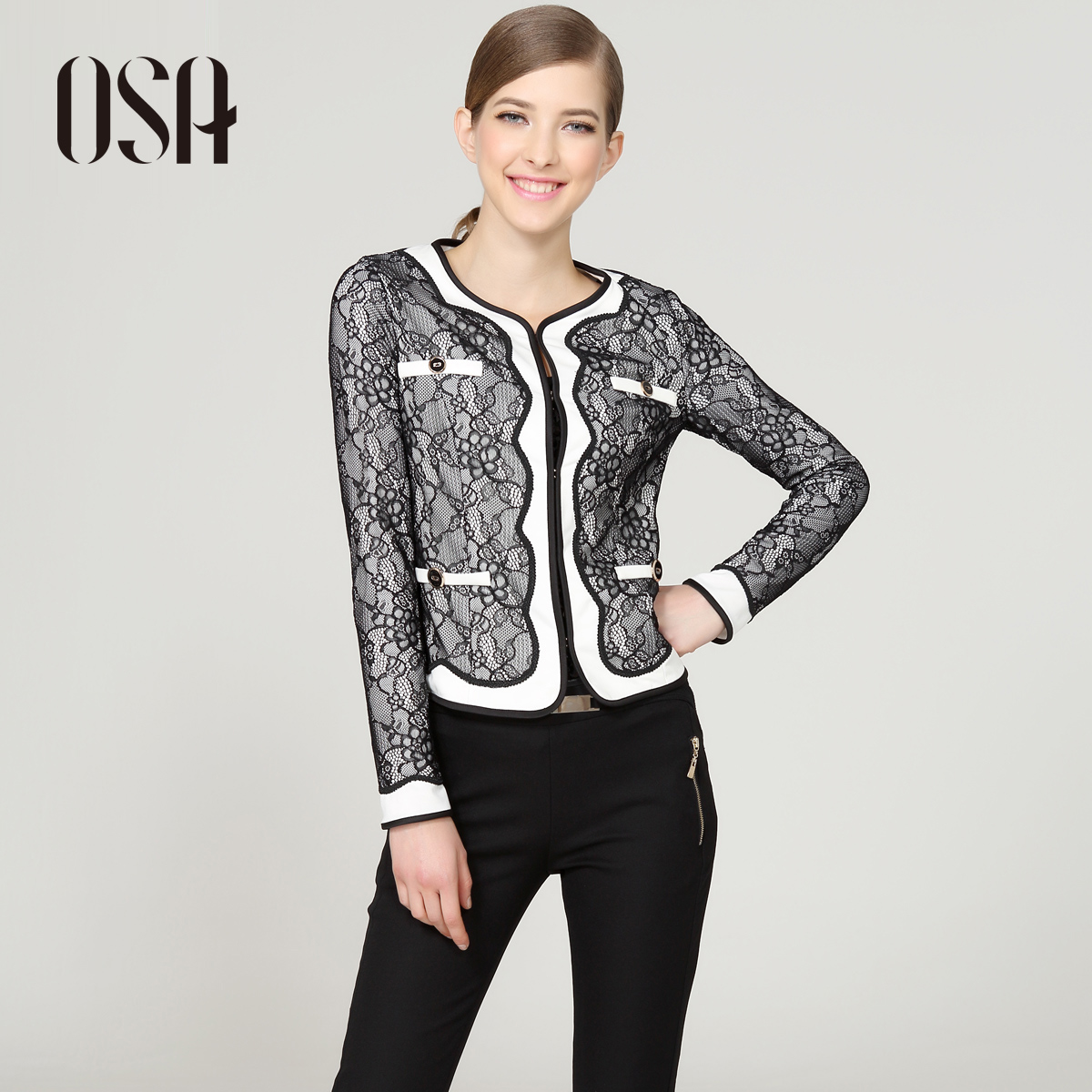 A delicate osa2013 women's spring all-match lace patchwork spring and autumn coat w33036