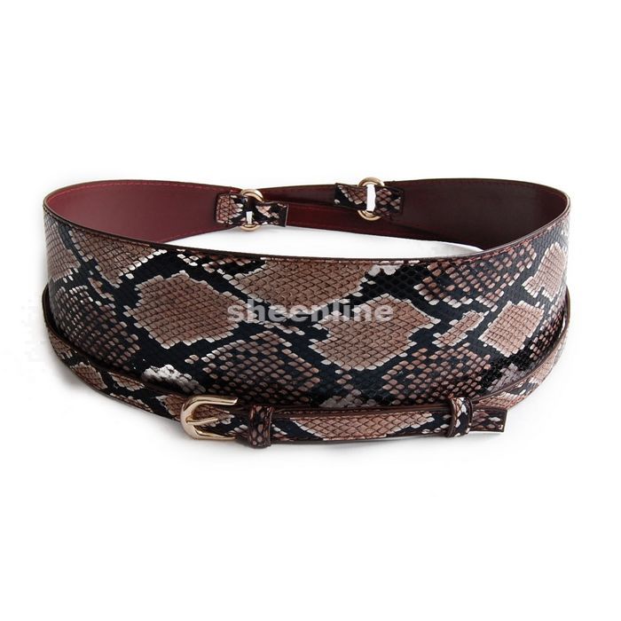A Freeshipping Sheenline fashion quality luxury serpentine pattern soft leather mosaic decoration women's wide cummerbund belt