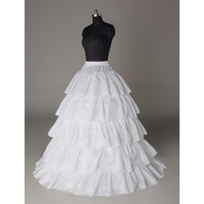 A-line 5 Hoops 5 Layers Bridal Dress Underdress Crinoline Petticoat Wedding Underskirt Slip Bustle Elastic Waist P10