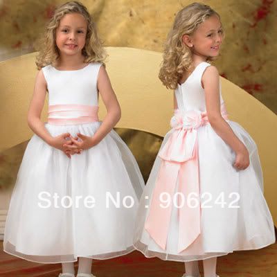 A-Line Princess Skirt  Newest Bridal Flower Girl Dress With Bowknot FREE Size LR-C940