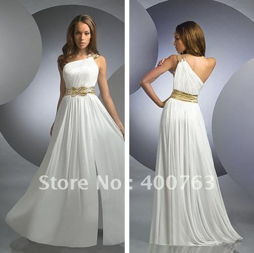 A-line Zipper White Chiffon Celebrity Style One Shoulder Cheap Christmas Homecoming Dresses 2012