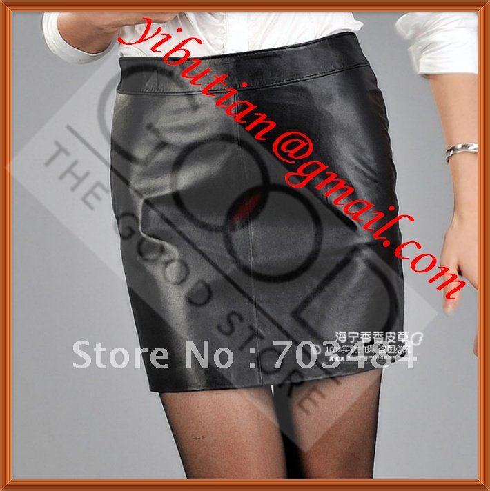 A Shape Slim Black Mini Ladies Leather Skirt  100% Sheep Leather Very Soft