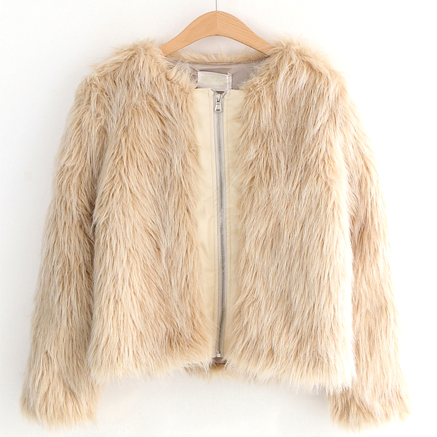 A small 00748 winter female long-sleeve fur plain all-match short design outerwear 710g