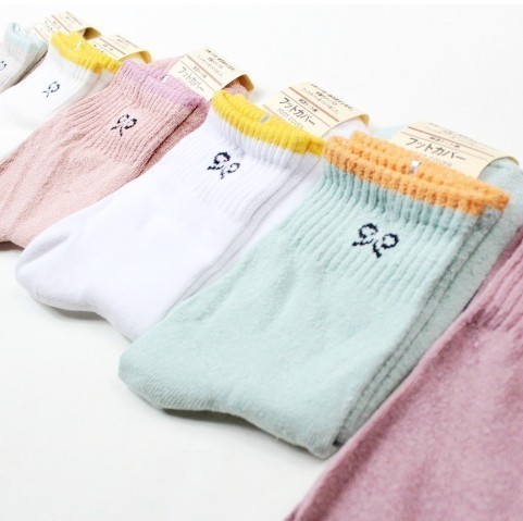 A008 socks bow multicolour stripe women's fluid 100% cotton sock socks