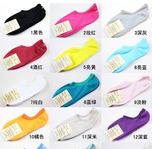 A009 multi color candy colored ladies 100% cotton sock invisible socks 10 pairs/lots free shipping