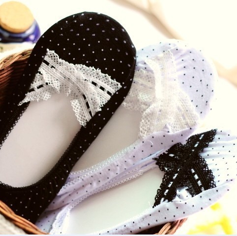 A029 Hot Summer Dot Women Invisible Lace Socks Lot Free Shipping