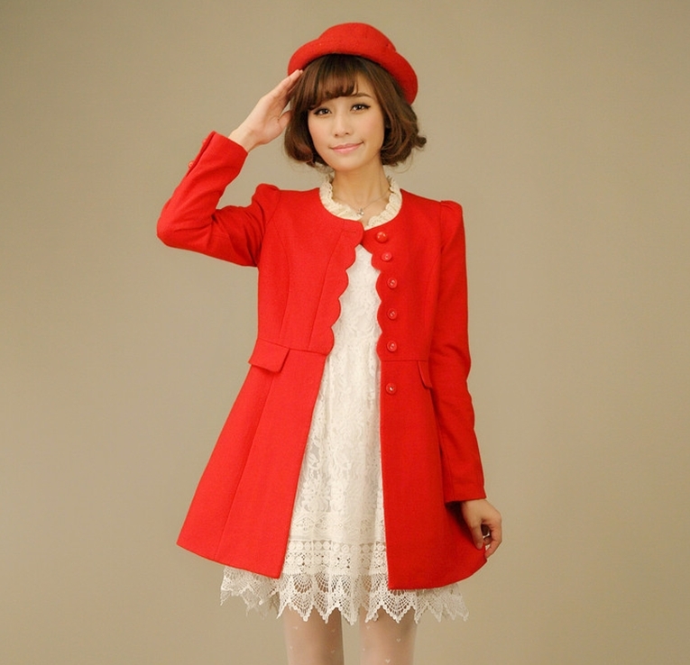 A038 2012 autumn and winter new arrival slim woolen overcoat female medium-long woolen outerwear