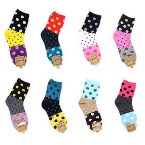 A043 Wholesale  socks Free shipping Cute candy color stitching dot  cartoon socks ladies socks