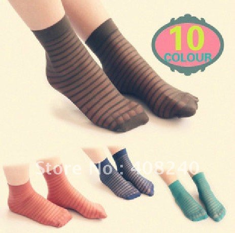 A044 socks sexy print candy stripe summer female sock ultra-thin stockings