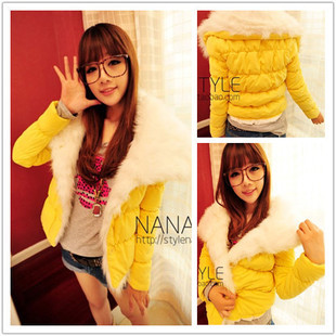 A053 candy color wadded jacket creamy cotton-padded jacket