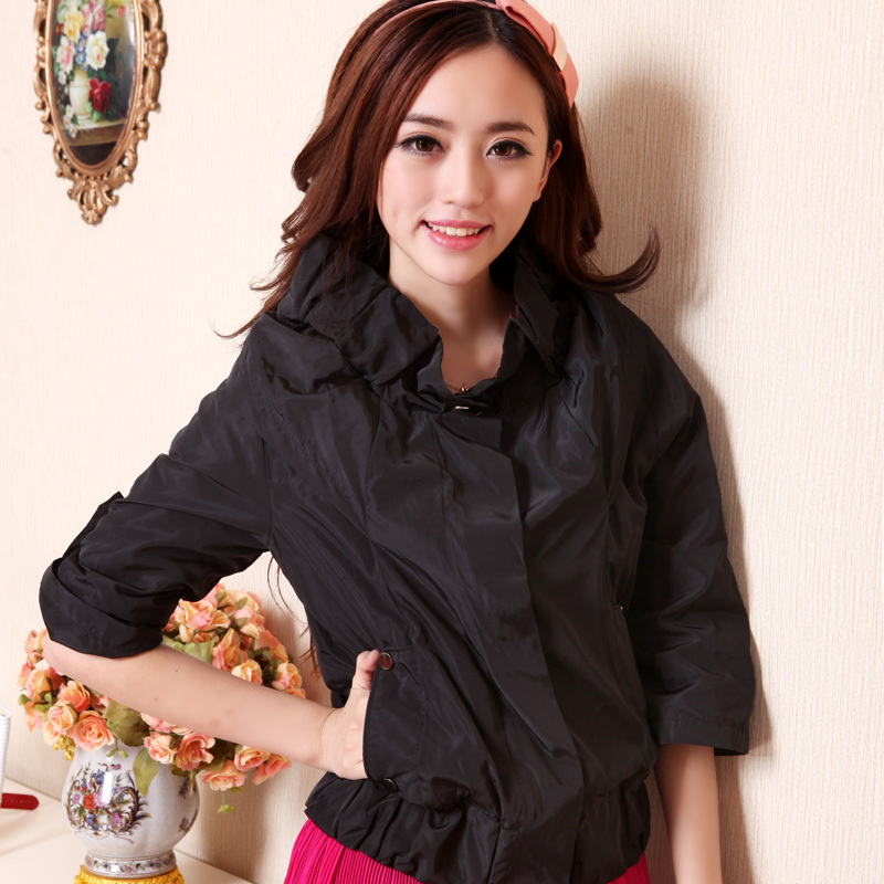 A154001 autumn new arrival autumn solid color with a hood casual outerwear , Free Shipping
