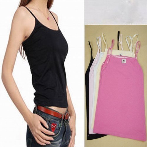 A208100% cotton all-match lycra vest women's shoulder strap spaghetti strap top