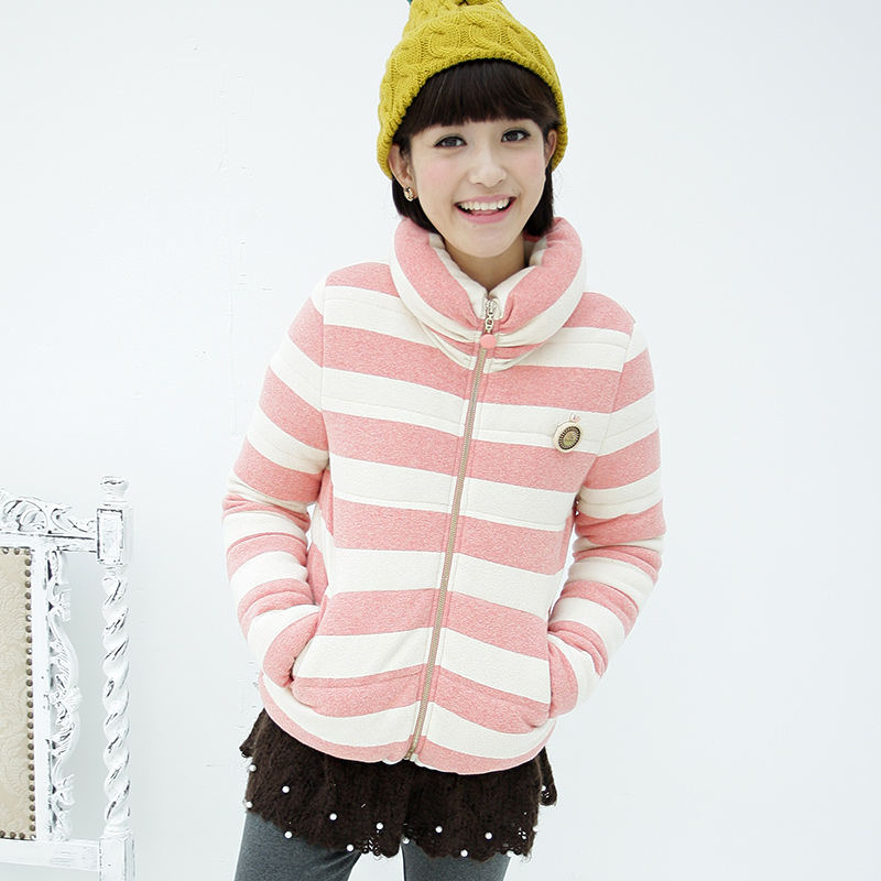 A23476 winter new arrival super soft pillow milk shake stripe wadded jacket