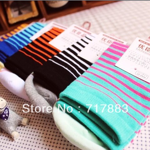 A257WHOLESALE socks candy color stripe women's 100% cotton sock spring fashion casual socks free shipping,6pairs/lot