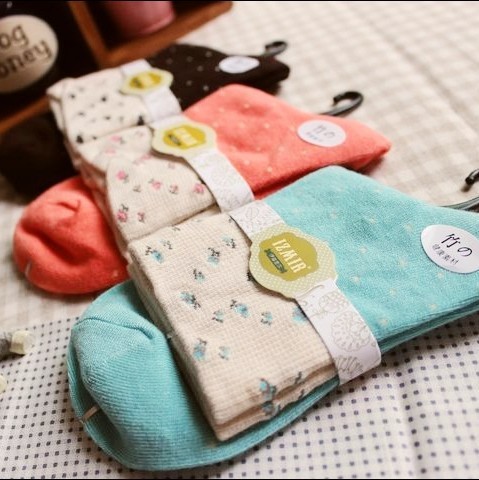 A260 socks fresh small polka dot women's 100% cotton sock socks