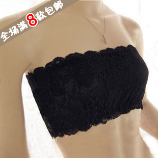 A3081 high-elastic the broadened lace tube top tube top basic tube top invisible shoulder strap two ways