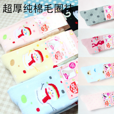 A335 socks snowily dot thickening autumn and winter women's 100% cotton loop pile socks towel socks