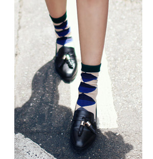 A352 socks cotton ultralarge dimond plaid 100% cotton socks sock cotton socks