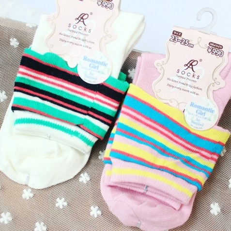 A363 socks candy stripe 100% women's cotton sock cotton socks