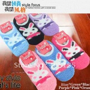 A500 candy color coral fleece female slip-resistant floor socks  slippers ankle sock