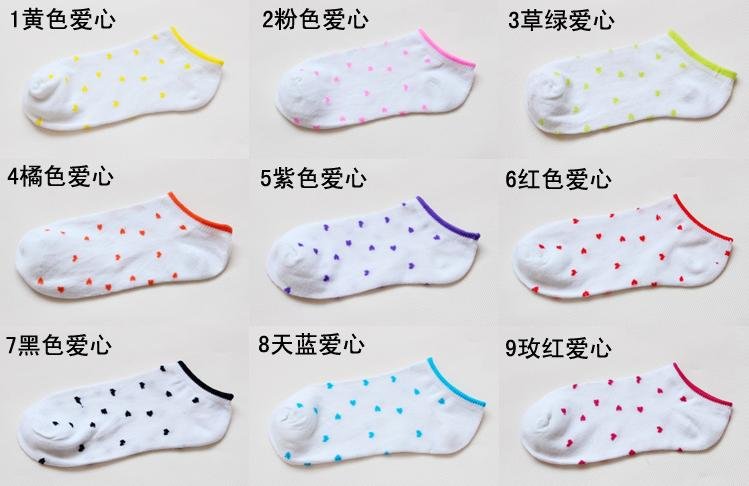 [A607] Free shipping!24Style Cute Plaid / Heart-shaped women socks/Summer Thin cotton women Sock Slippers / 50pair Wholesale