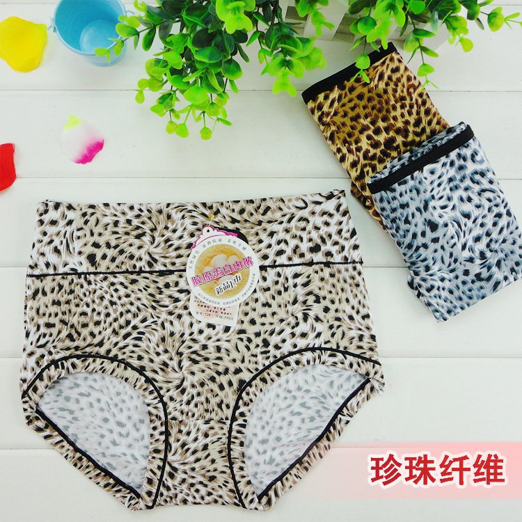 Abdomen drawing leopard print Size fits all thick seamless panty pearl smoothens female panties 128