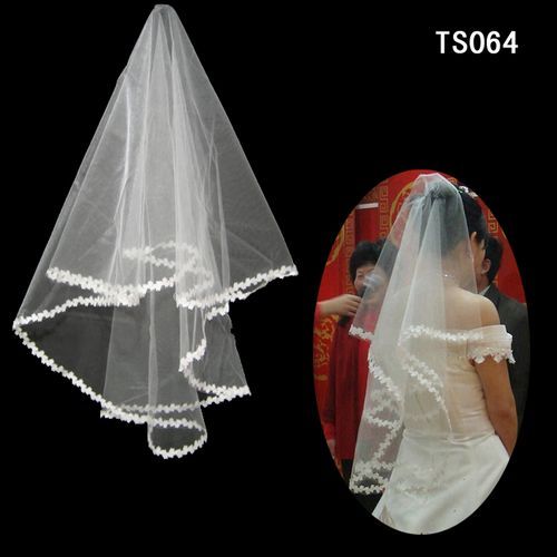 Accessories the bride single tier veil peony laciness veil beige veil 021