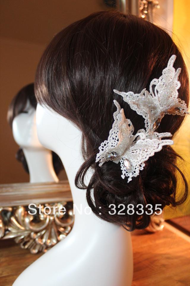 Actual Images Amazing Handmade Flowers Butterfly Wedding Accessories Bridal Headwear Veil 2013 New Arrival