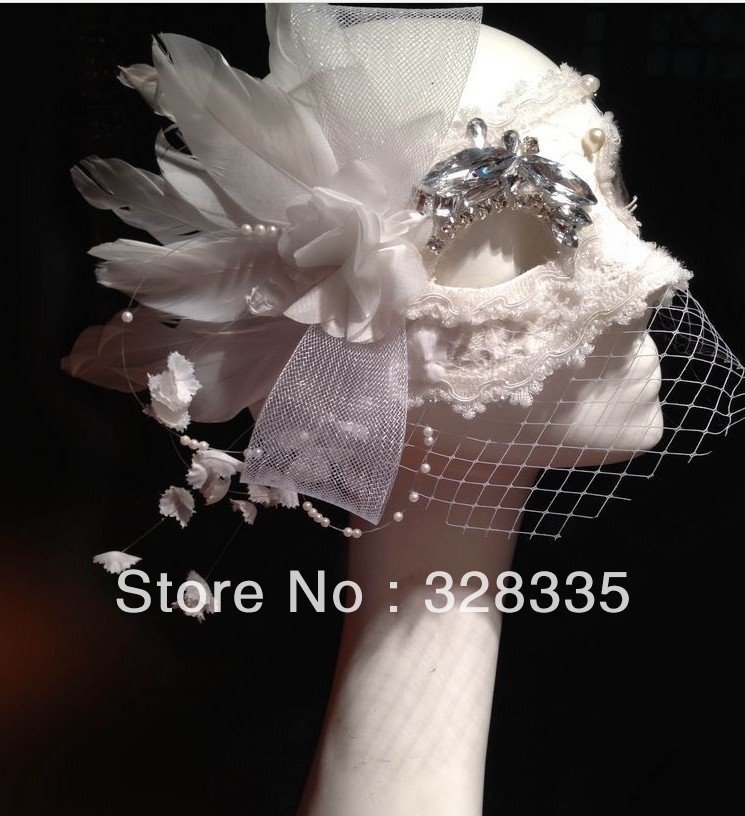 Actual Images Amazing Handmade Flowers Cheap Angle Mask Stylish Wedding Accessories Bridal Headwear Veil 2013 New Arrival