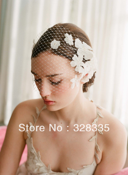 Acutal Images White Lace Handmade Tulle Flowers Romantic Wedding Hats Bridal Accessories 2013 New Arrival Free Shipping