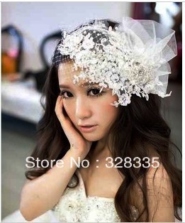 Acutal Images White Lace Tulle Romantic Handmade High Quality Wedding Lace Hair Accessories 2013 New Arrival