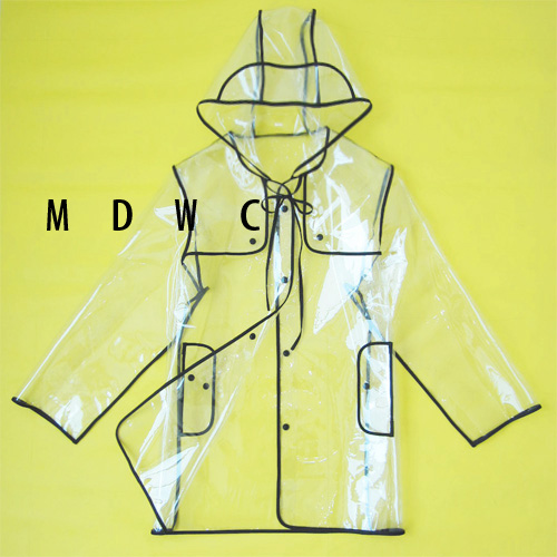 Adult black lacing with a hood transparent raincoat outerwear