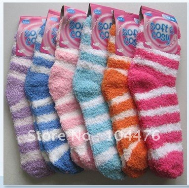 Adult Lovely strip microfiber  socks for woman and man,christmas' sock,12pairs/opp bag,various colors for choose