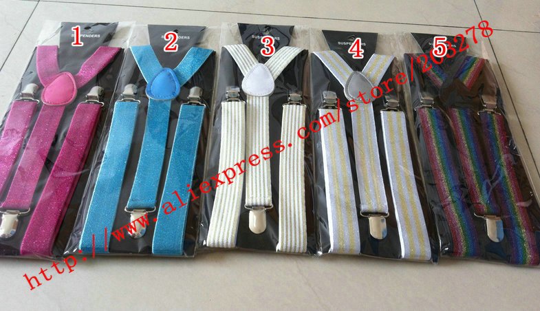 adult quality striped braces suspenders fancy dress with shiner Adjustable Y-back elastic belt fashion EMS/DHL wholesale