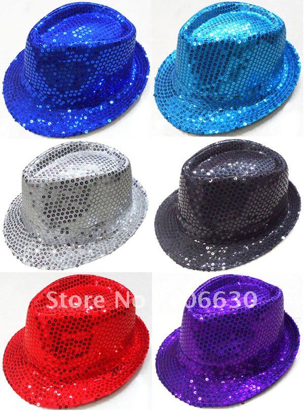 adult sequins fedora hat & cap, headgear for party supplies & stage performing, 15pcs/lot, free Shipping by China post
