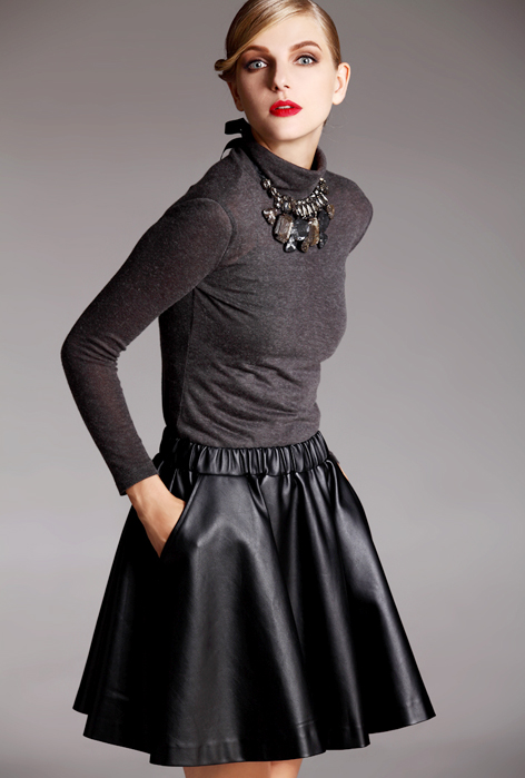 Advanced faux leather PU bust skirt short skirt fashion normic