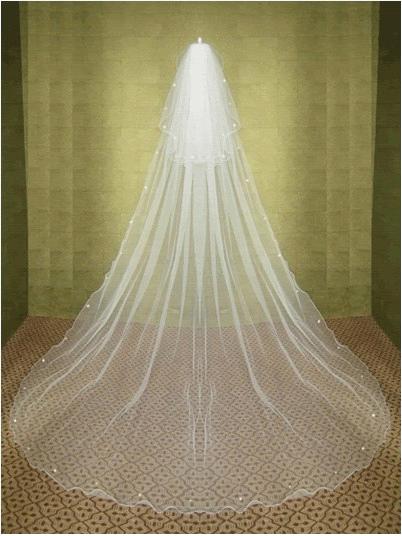 Aesthetic bride wedding veil 3 meters long double layer rhinestones veil wave soft screen comb veil t39