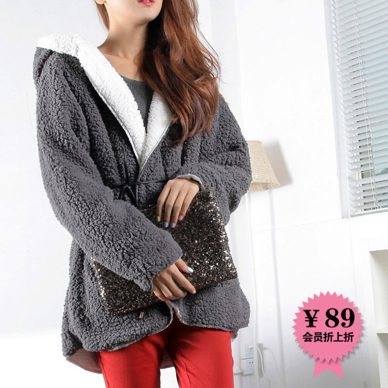 After 89 yozi2013 spring new arrival hooded berber fleece two ways thermal outerwear cape gf102
