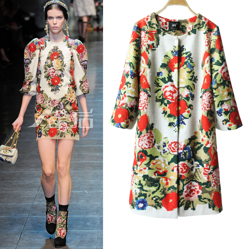 After fy1088-1q d print trench outerwear