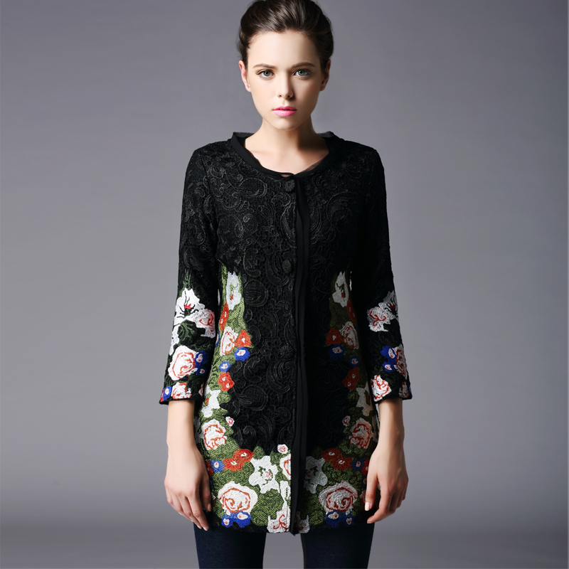 After fy5438q 2012 high quality vintage yarn medium-long women outerwear