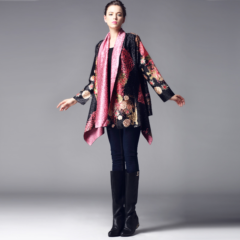 After fy5457q 2012 high quality silk blending female outerwear trench