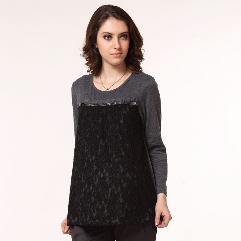 Aibo middot . mommas maternity clothing autumn and winter t-shirt maternity 100% cotton knitted long-sleeve top 12002